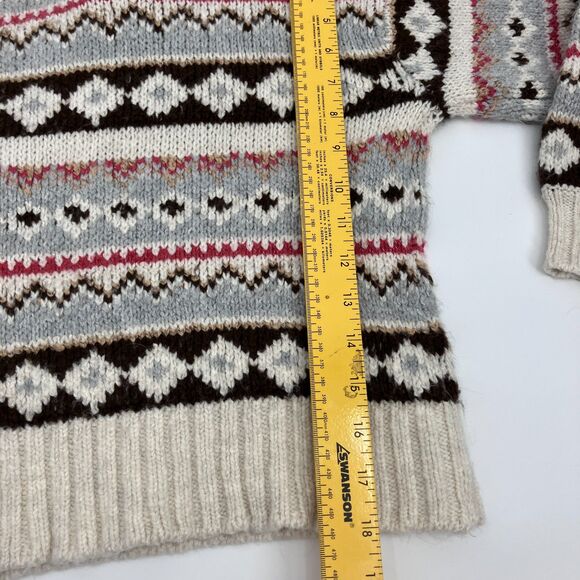 American Eagle Oversized Cropped Knit Fair Isle Cardigan Sweater, sz S cabincore - Picture 6 of 8